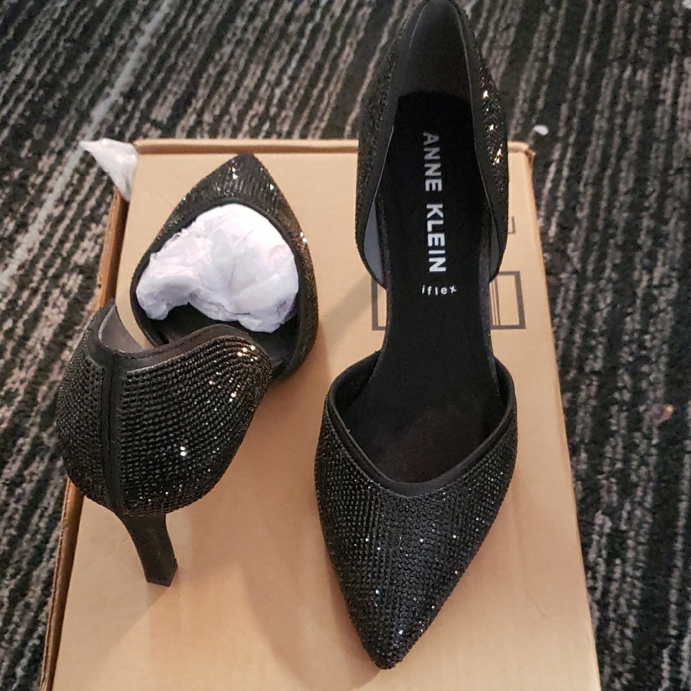 Anne Klein Black Sparkle Heels with Stiletto